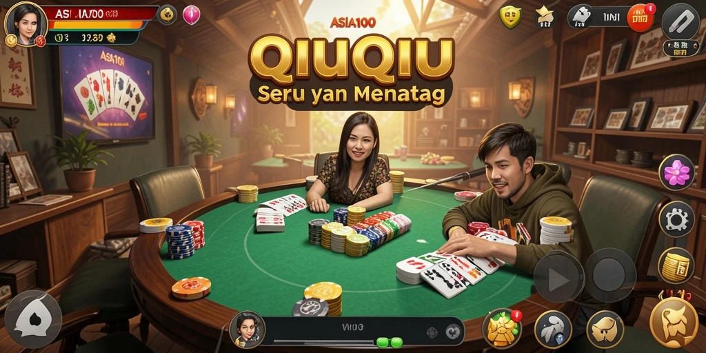 Tampilan gameplay seru dari ASIA100 dengan kartu QiuQiu.