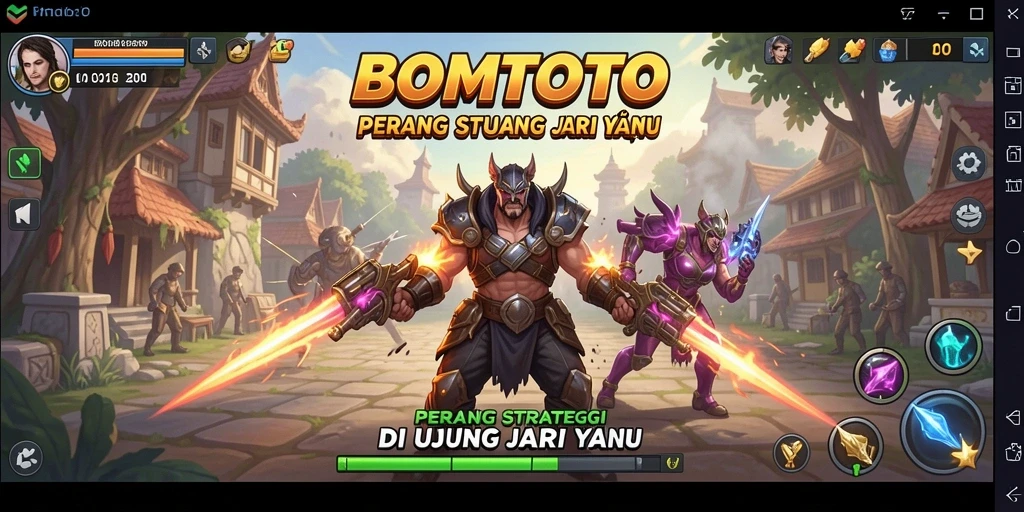 Tampilan gameplay BOMTOTO dengan aksi strategi yang intens.