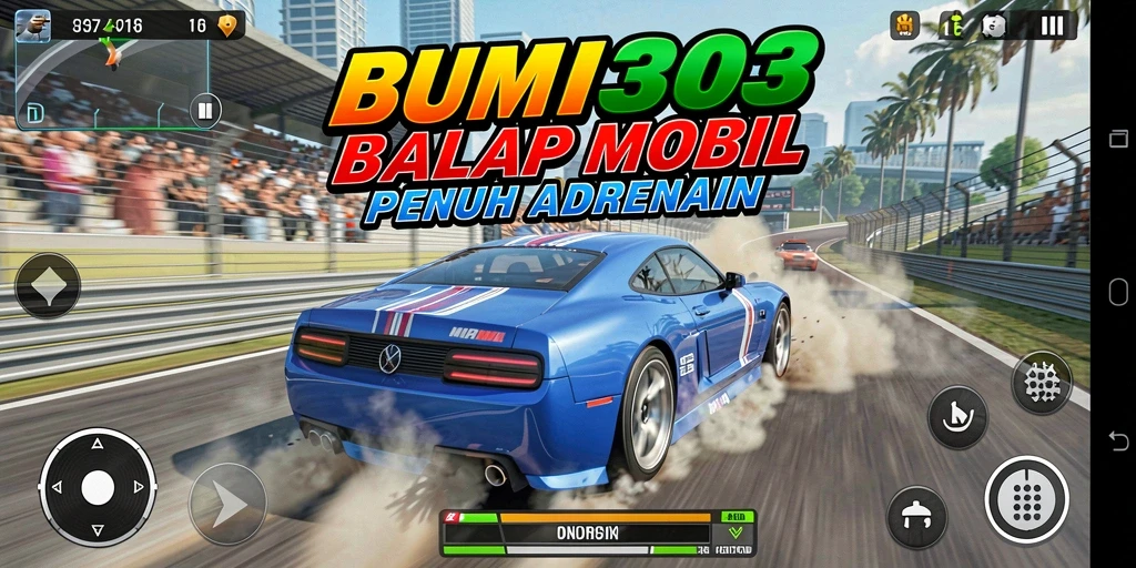 Tampilan memukau dari gameplay balapan di BUMI303.