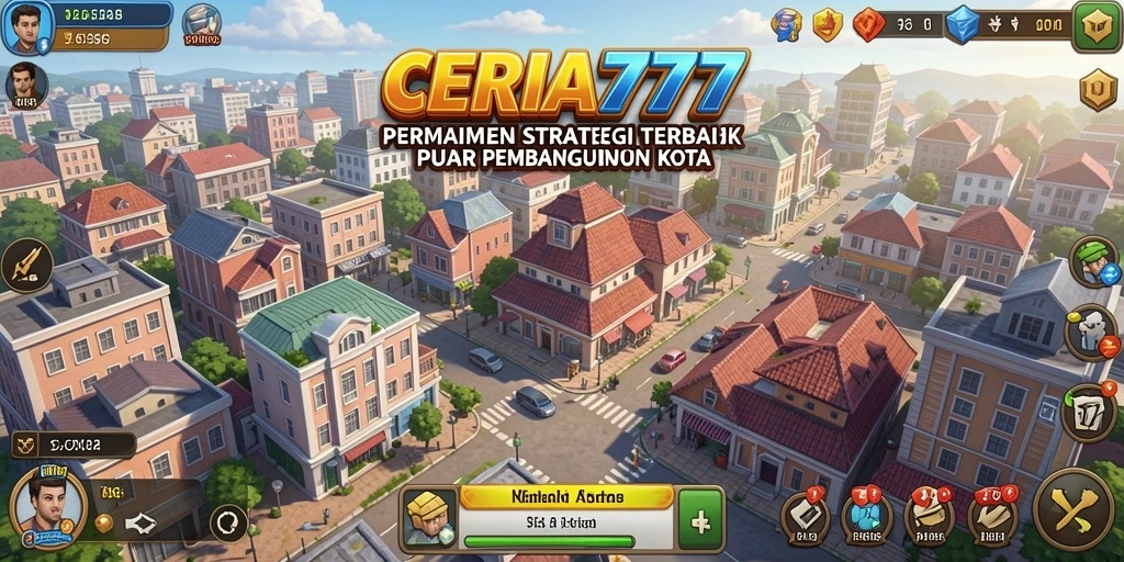 Tampilan gameplay CERIA777 yang menampilkan pembangunan kota yang menarik.