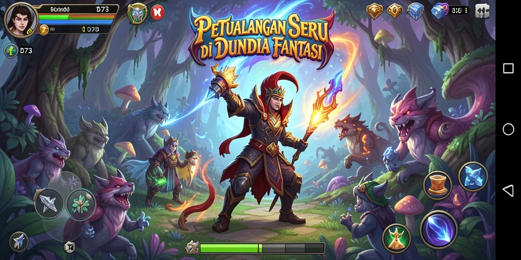Tangkapan layar gameplay <strong>D73</strong> dengan pemandangan dunia fantastis yang menakjubkan.