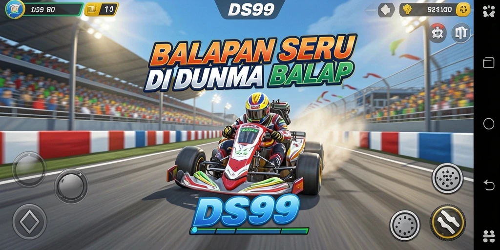 Screenshot menampilkan akselerasi cepat dalam permainan balap DS99.