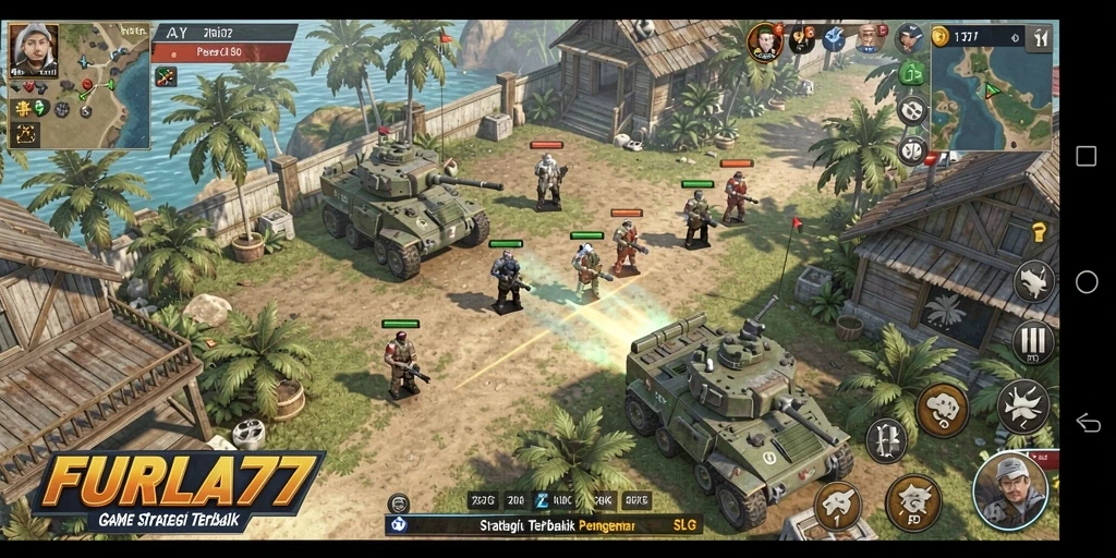 Tangkapan layar dari gameplay menarik FURLA77 di dalam pertempuran strategi.