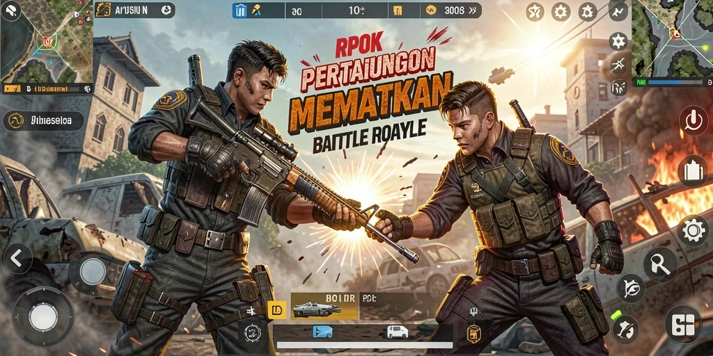Tangkapan layar gameplay RPOK yang menampilkan aksi Battle Royale yang mendebarkan.