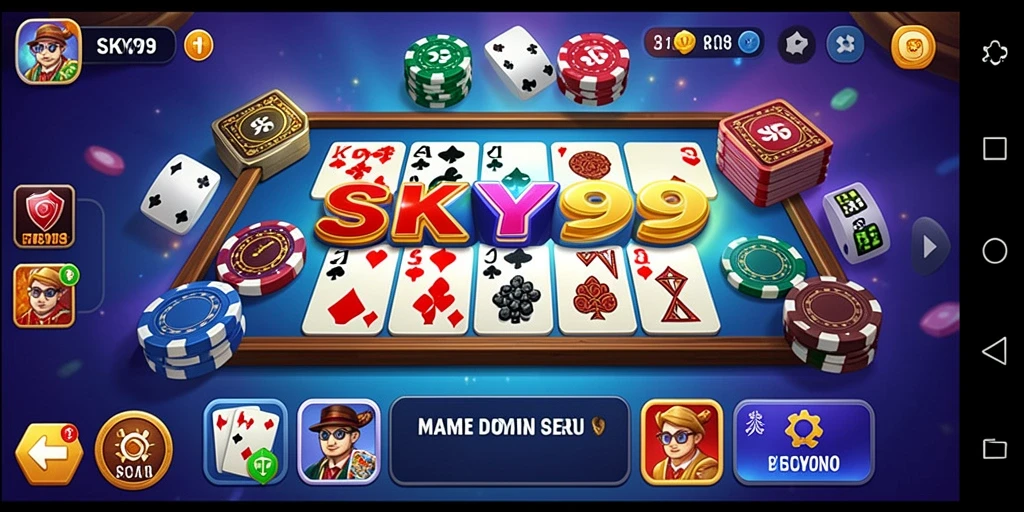Screenshot utama SKY99 menampilkan aksi seru dalam permainan Domino.