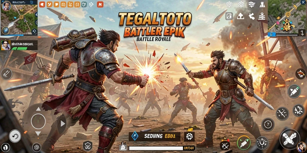 Screenshot gameplay menunjukkan pertarungan intens dalam TEGALTOTO.