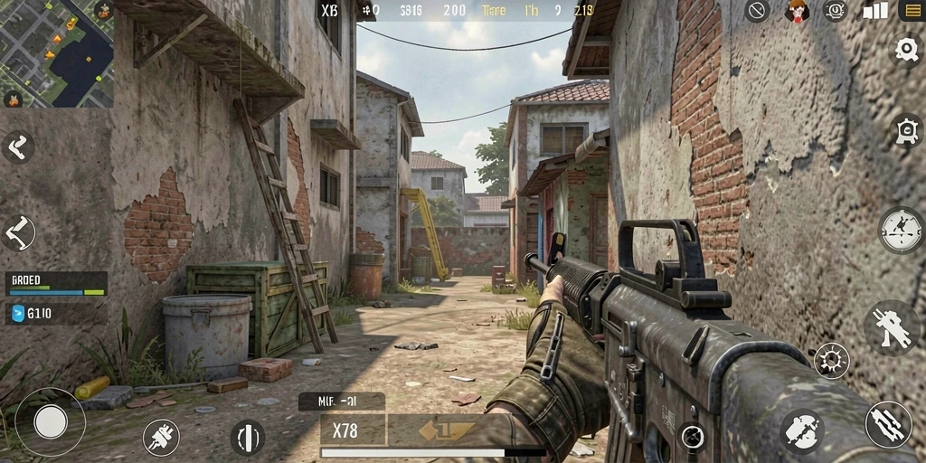 Tampilan gameplay X78 yang intens dan penuh aksi FPS.